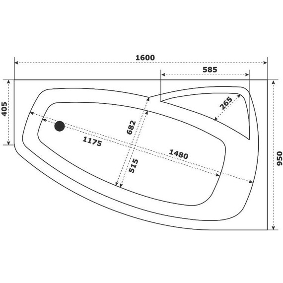 Ванна акриловая Bas Камея 160х95 см R (на каркасе), Размер - мм: 1600х950 - фото 8