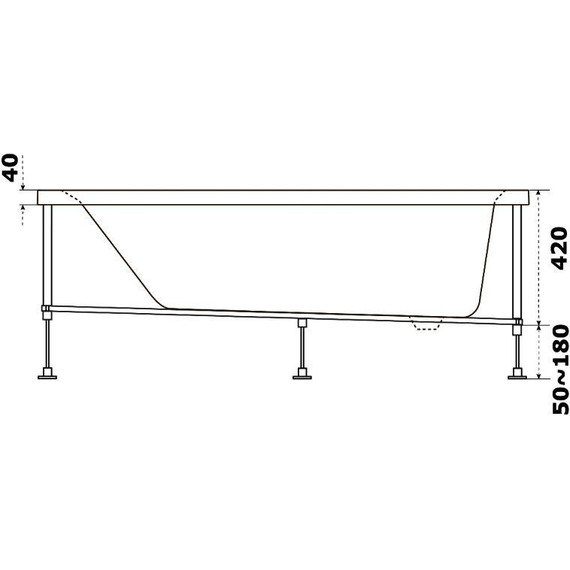 Ванна акриловая Bas Аякс 160х70 см (на каркасе), Размер - мм: 1600х700 - фото 6