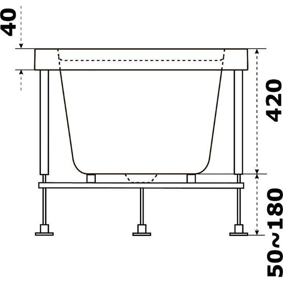Ванна акриловая Bas Аякс 160х70 см (на каркасе), Размер - мм: 1600х700 - фото 8