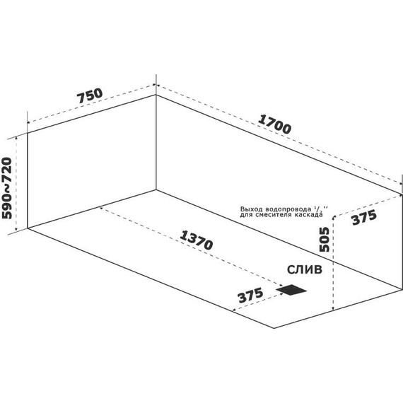 Ванна акриловая Bas Аякс 170х75 см (на каркасе), Размер - мм: 1700х750 - фото, картинка 8 Ванна акриловая Bas Аякс 170х75 см (на каркасе), Размер - мм: 1700х750 - фото 8