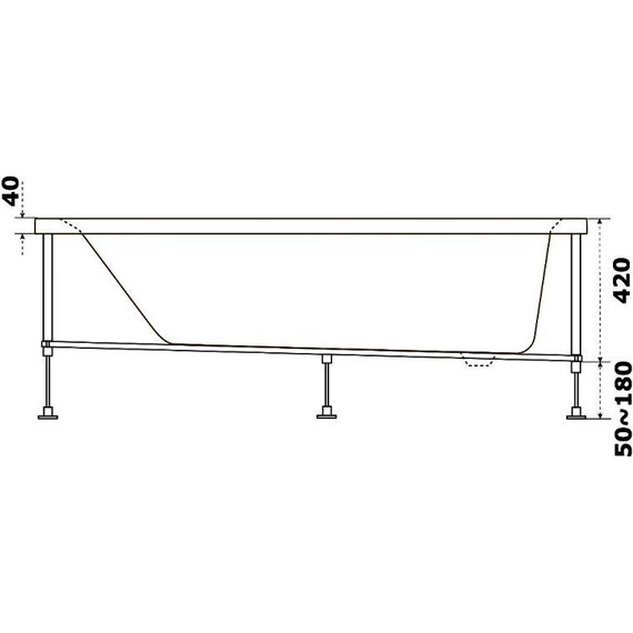 Ванна акриловая Bas Аякс 170х70 см (на каркасе), Размер - мм: 1700х700 - фото 6