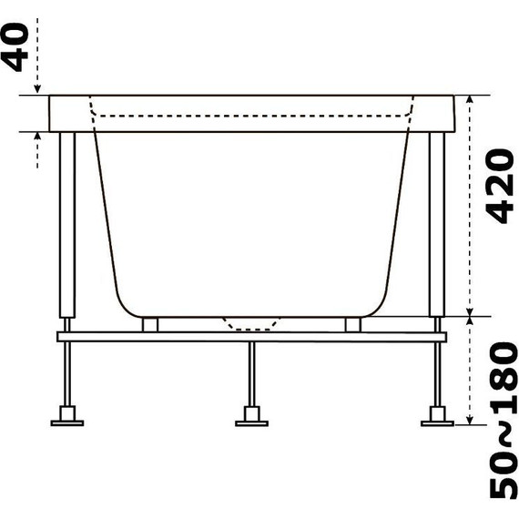 Ванна акриловая Bas Аякс 170х70 см (на каркасе), Размер - мм: 1700х700 - фото 7