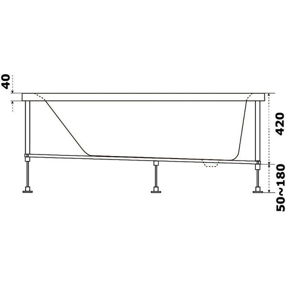 Ванна акриловая Bas Аякс 150х70 см (на каркасе), Размер - мм: 1500х700 - фото 6
