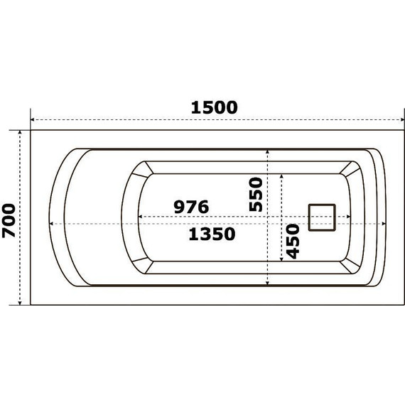 Ванна акриловая Bas Аякс 150х70 см (на каркасе), Размер - мм: 1500х700 - фото 7