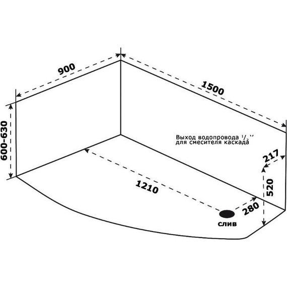 Ванна акриловая Bas Камея 150х90 см R (на каркасе) - фото 7