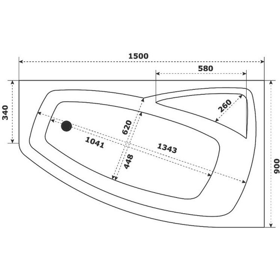 Ванна акриловая Bas Камея 150х90 см R (на каркасе) - фото 8