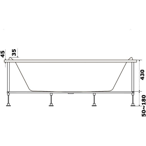 Ванна акриловая Bas Мале 180х80 см (на каркасе) - фото 7