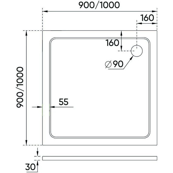 Поддон Veconi Tezeo stone 90х90 см TZ08-90K-01-19C3 - фото 2