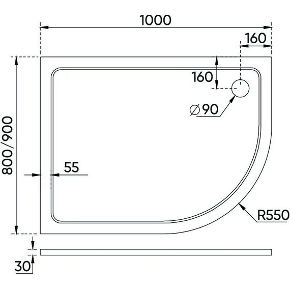 Поддон Veconi Tezeo stone 100х90 см TZ11R-10090A-01-19C3 R - фото 2