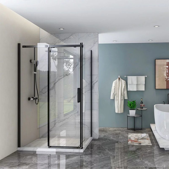 Душевое ограждение Veconi Rovigo 160х90 см RV070-16090PR-01-19C4, чёрный/прозрачное - фото 2