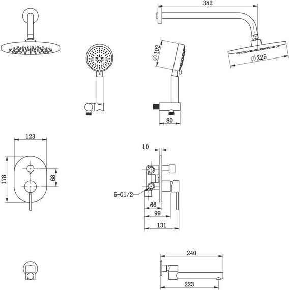 Душевая система для ванны Bronze de Luxe Scandi 14582B, черный матовый - фото 6