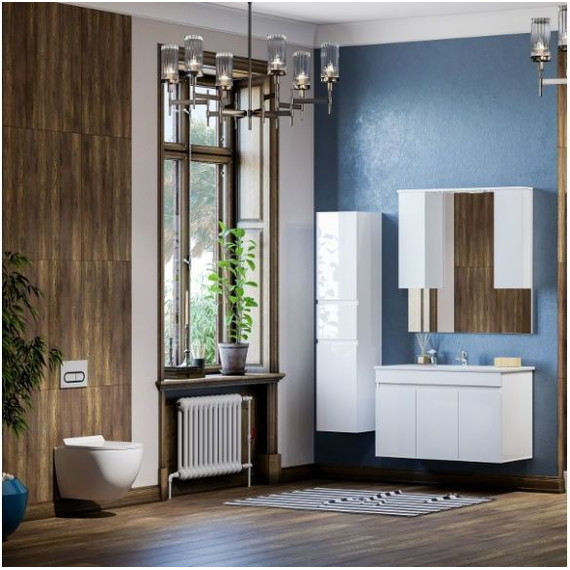 Тумба подвесная с раковиной Mirsant Next 80 см (раковина Premier 800), белый - фото 4