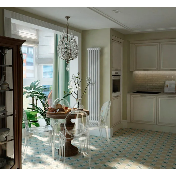 Вертикальный радиатор Zehnder Charleston 2180 300х1790 мм (6 секций) нижнее подключение, белый - фото 2