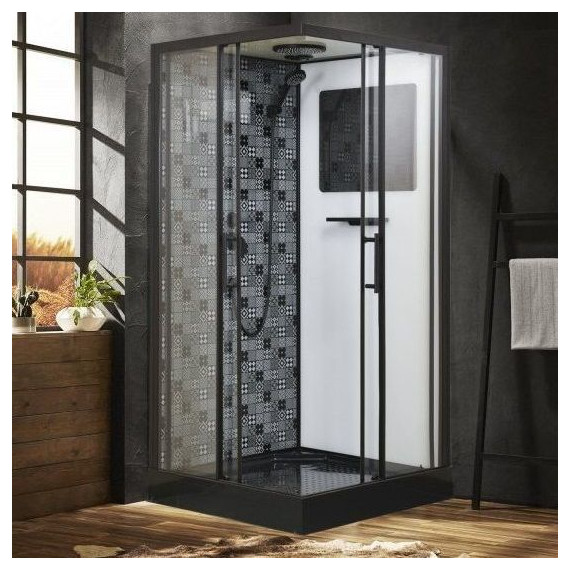 Душевая кабина Esbano ESB-100СKR 100x100 см ESKBB100СR (безсиликоновая сборка), черный/прозрачное - фото 