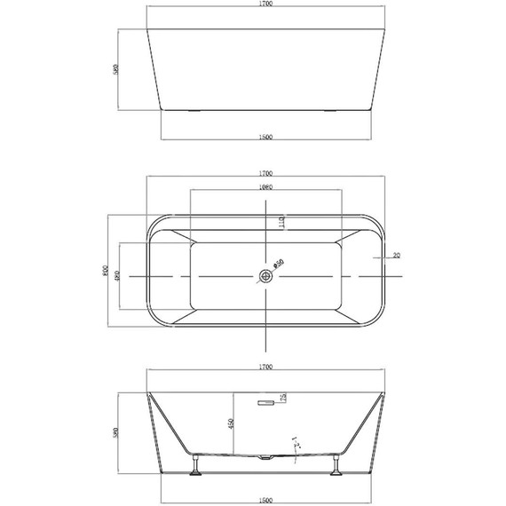 Ванна отдельностоящая Vincea 170x80 см VBT-401-1700 - фото, картинка 5 Ванна отдельностоящая Vincea 170x80 см VBT-401-1700 - фото 5