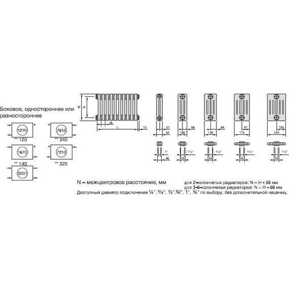 Радиатор Zehnder Charleston Retrofit 3057 670х570 мм (14 секций) нижнее подключение - фото 4