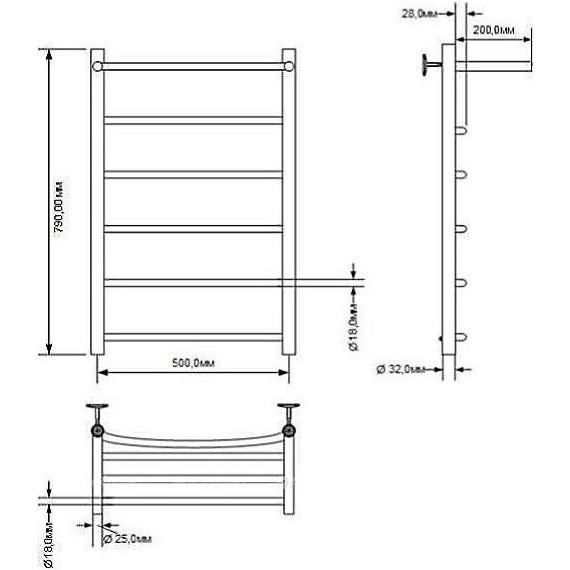 Полотенцесушитель водяной Aquanet Romeo с полкой П6 500х800 мм 266729 - фото 2