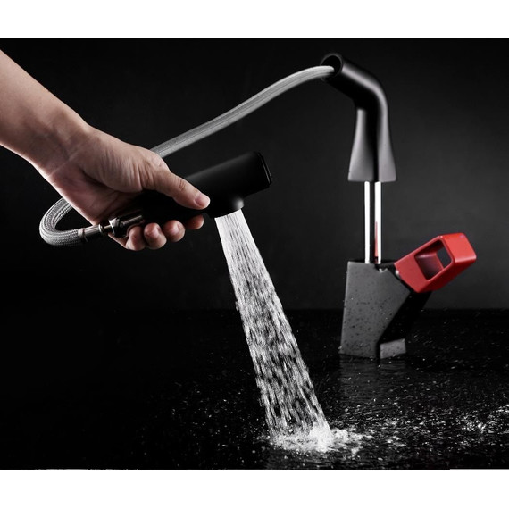 Смеситель для кухни Lemark Soul LM6008BR, черный/красный - фото 5