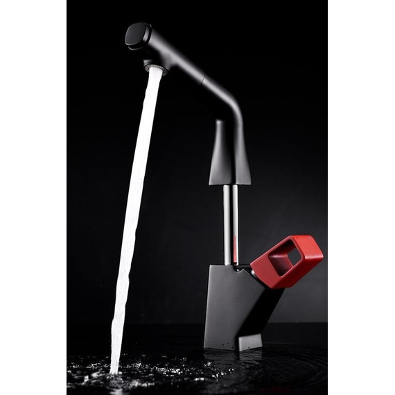 Смеситель для кухни Lemark Soul LM6008BR, черный/красный - фото 4