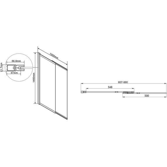 Шторка для ванны Vincea 100 см VSB-1E100CGB, черный/тонированное - фото 2