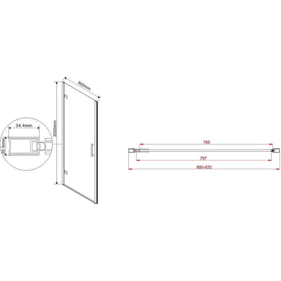 Душевая дверь Vincea Flex 90 см VDP-1F900CGB (стекло 8 мм), черный/тонированное - фото 2