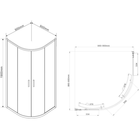 Душевое ограждение Vincea Garda 90x90 см VSQ-1G900CLB, черный/прозрачное - фото 2