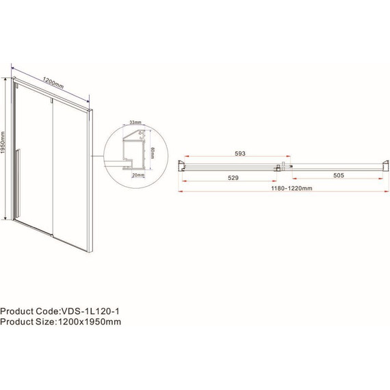 Душевая дверь Vincea Lugano 120 см VDS-1L120CGB-1 (стекло 8 мм), черный/тонированное - фото 2