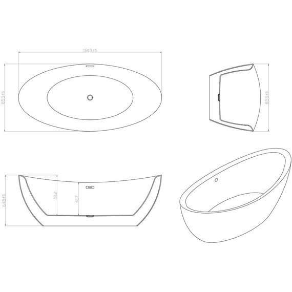 Ванна отдельностоящая Vincea 180x85 см VBT-203 - фото 3