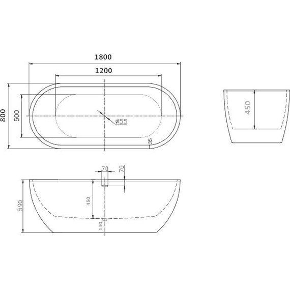Ванна отдельностоящая Art&Max 180x80 см AM-218-1800-800 - фото 3