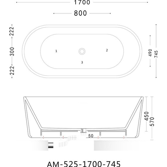 Ванна отдельностоящая Art&Max 170x74 см AM-525-1700-745 - фото 5