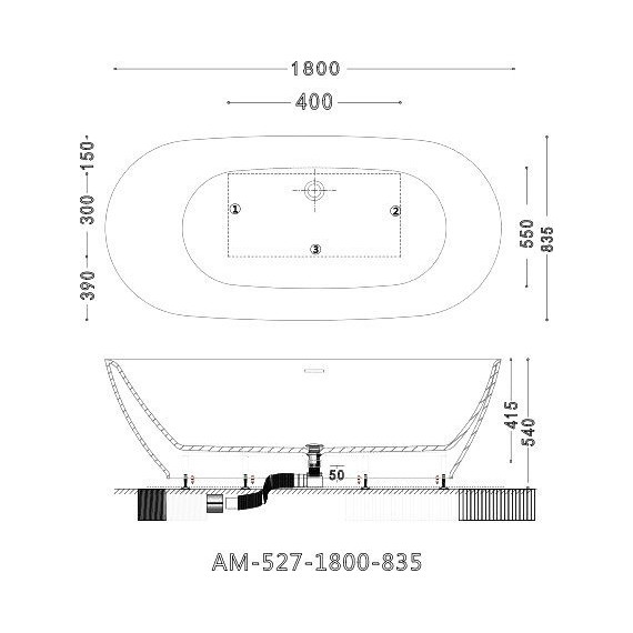 Ванна отдельностоящая Art&Max 180x83 см AM-527-1800-835 - фото 5