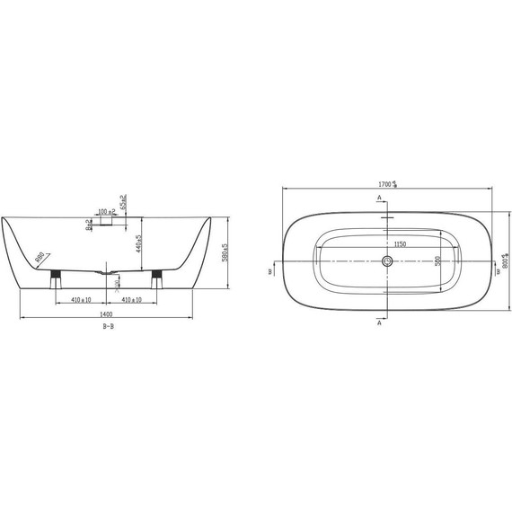 Ванна отдельностоящая Art&Max Verona 170x80 см AM-VER-1700-800 - фото 3