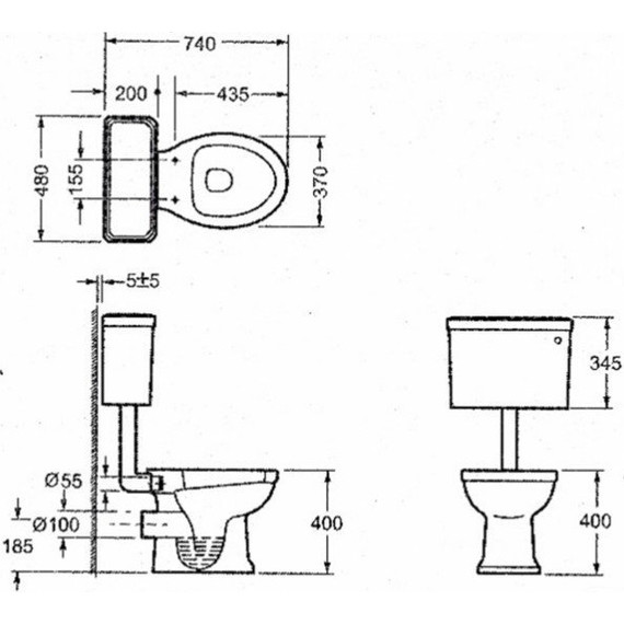 Унитаз-компакт Magliezza Retro 7009 (механизм слива золото) - фото 10