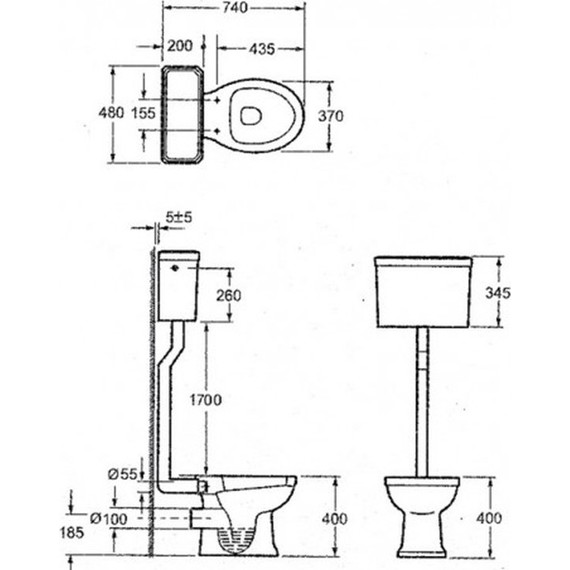 Унитаз-компакт Magliezza Retro 7010 (механизм слива бронза) - фото 11