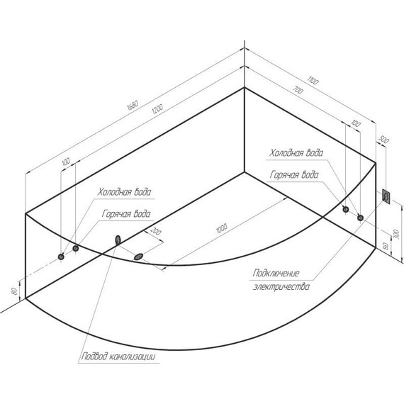 Ванна акриловая Радомир Алари 168x120 см L (в комплекте каркас) - фото 14
