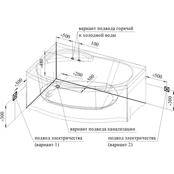 Ванна акриловая Радомир Монти 150x105 см L (в комплекте каркас) - фото 13