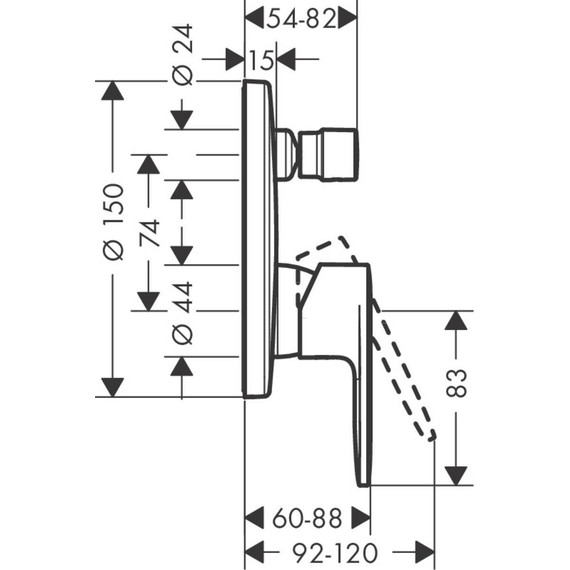 Смеситель для ванны Hansgrohe Vernis Blend 71466670, черный матовый - фото 2