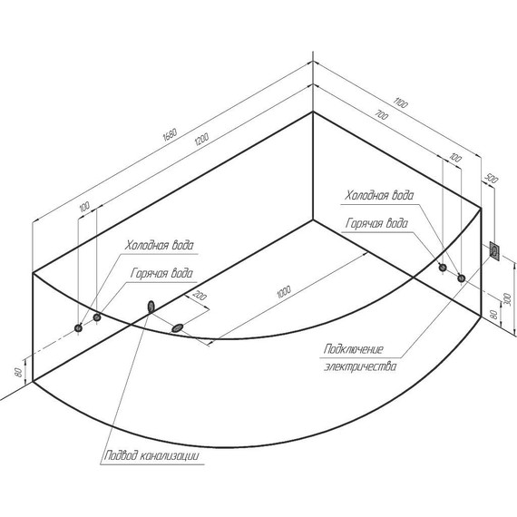 Ванна гидромассажная Радомир Алари 168x120 см R (Гидромассаж "Актив") - фото 3