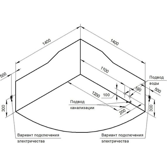 Ванна акриловая Радомир Сорренто 140x140 см (в комплекте каркас и сифон), Размер - мм: 1400х1400 - фото 5