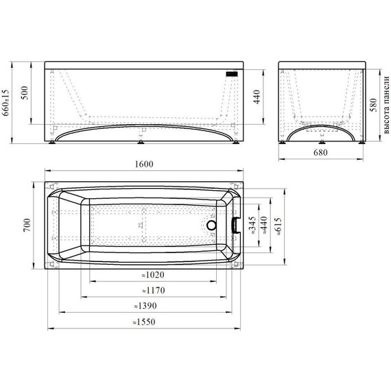 Ванна акриловая Радомир Веста 160x70 см (в комплекте каркас), Размер - мм: 1600х700 - фото, картинка 11 Ванна акриловая Радомир Веста 160x70 см (в комплекте каркас), Размер - мм: 1600х700 - фото 11
