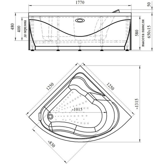 Ванна гидромассажная Радомир Альтея 125x125 см (Гидромассаж "Баланс") - фото 2