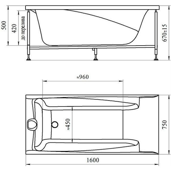 Ванна гидромассажная Радомир Фелиция 160x75 см (Гидромассаж "Баланс") - фото 2
