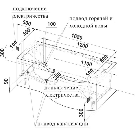 Ванна гидромассажная Радомир Миранда 168x95 см R (Гидромассаж "Классик") - фото 3
