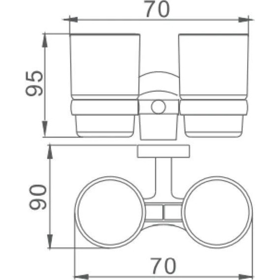 Стакан двойной для зубных щеток Haiba HB8708, цвет чёрный матовый - фото 2