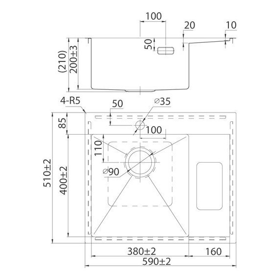 Кухонная мойка Iddis Haze HAZ59SLi77 1,2 мм, сатин R - фото 4