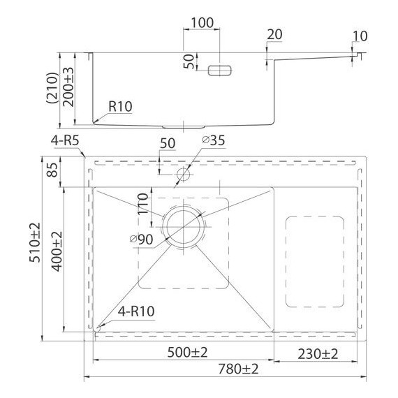 Кухонная мойка Iddis Haze HAZ78SLi77 1,2 мм, сатин R - фото 4