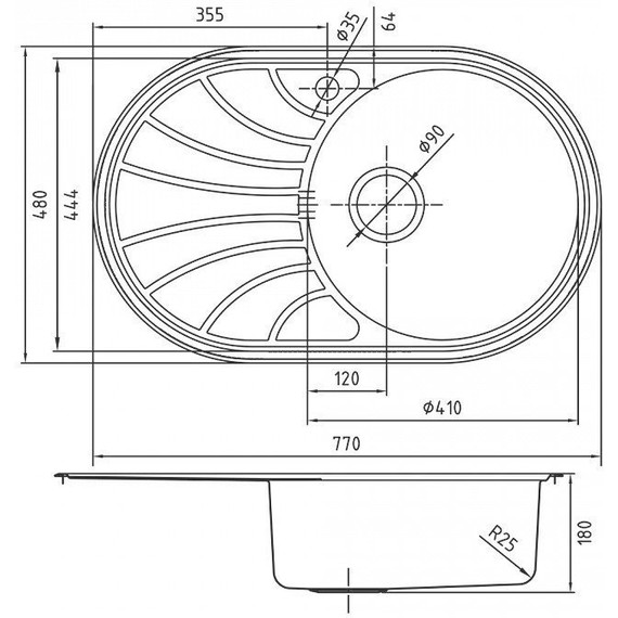 Кухонная мойка Iddis Suno SUN77SRi77 0,7 мм, сатин L - фото 4