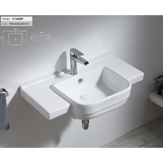 Раковина подвесная Azario 80 см AZ-40089 - фото 2