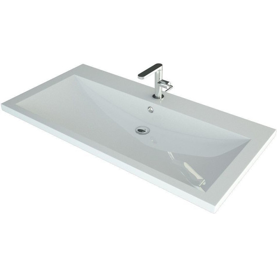 Тумба подвесная с раковиной Art&Max AM-Platino-1000-2C-SO-BL 100 см, белый глянец - фото 5