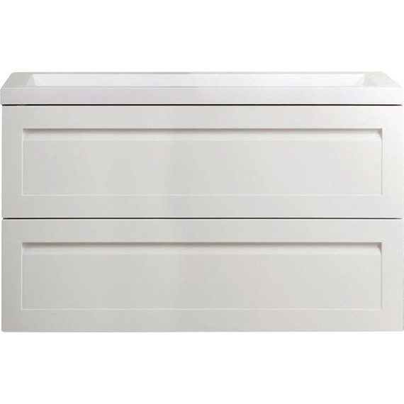 Тумба подвесная с раковиной Art&Max AM-Platino-1000-2C-SO-BL 100 см, белый глянец - фото 
